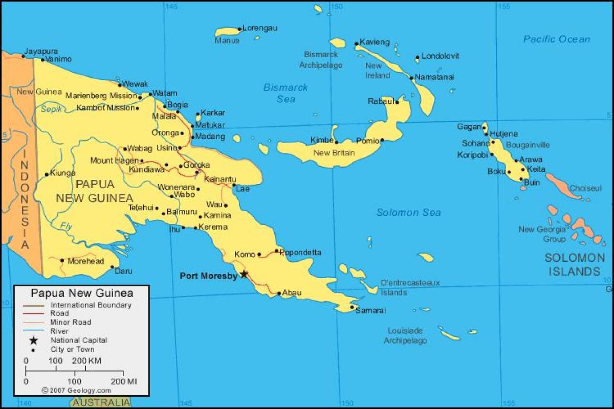 harta papua noua guinee și în țările din jur